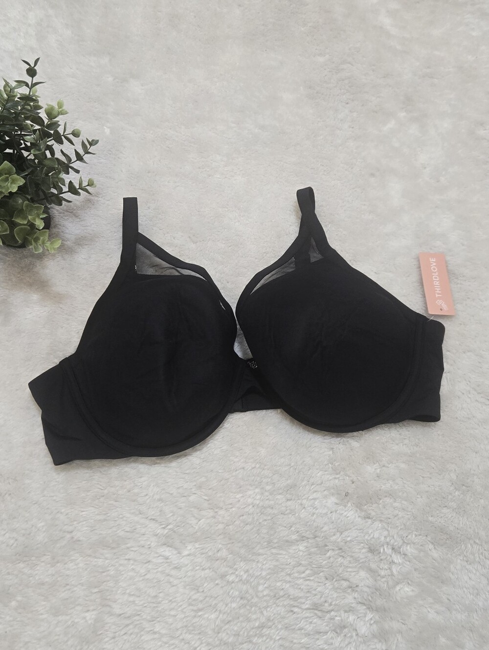 ThirdLove Black 24/7 Classic Uplift Plunge Bra, Size 44C - NWT